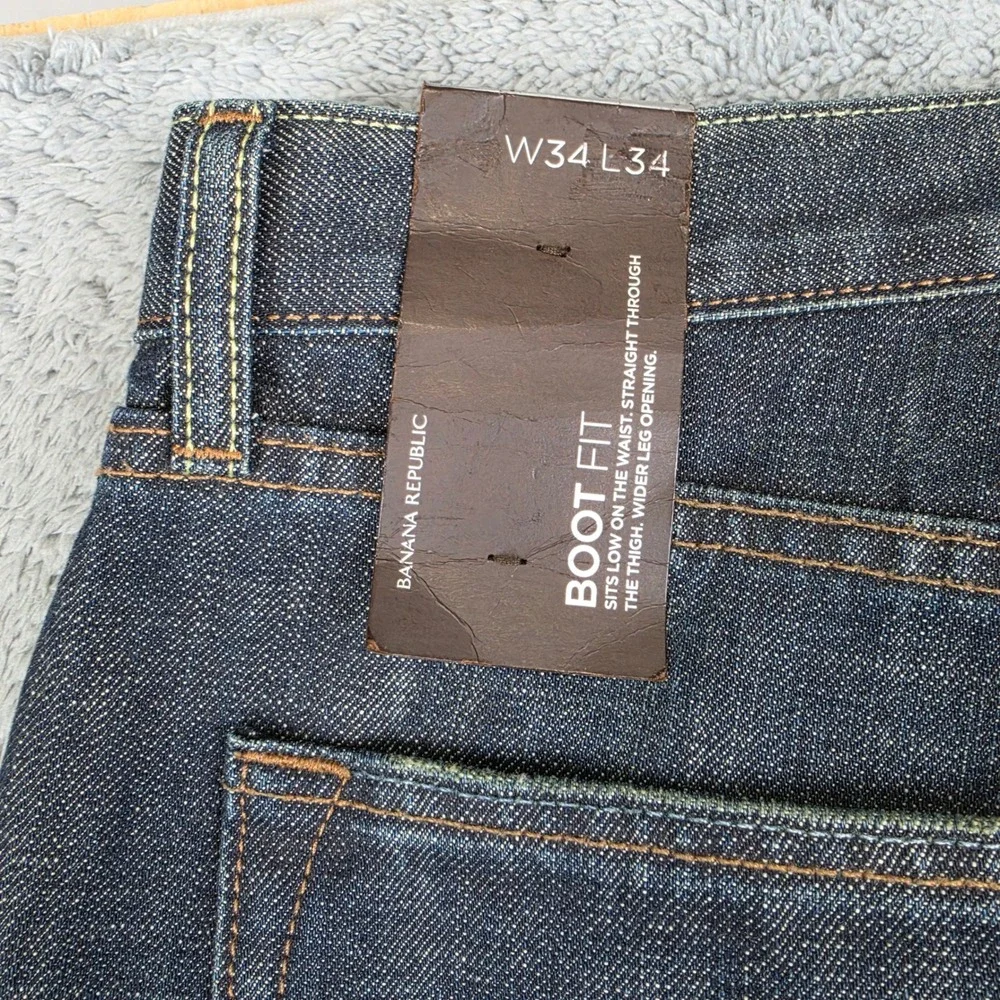 Banana Republic Bootcut Jeans Men 34x30 Dark Wash Blue Cotton Western Cowboy NWT
